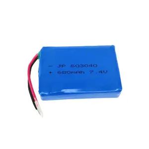 Alimentazione 7.4v 680mAh ai polimeri di batteria al litio 7.4v li-ion battery pack 7.4v e 11.1v