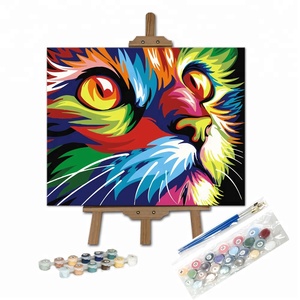 Dipingi con i numeri: Kit Pittura a Olio Fai da Te Gatto Colorato per Adulti - Product Image 1