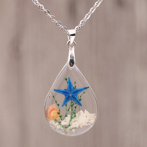 Mode Tetesan Kalung Laut Liontin, Paduan Kalung Pantai Bintang Laut Asli - Product Image 2