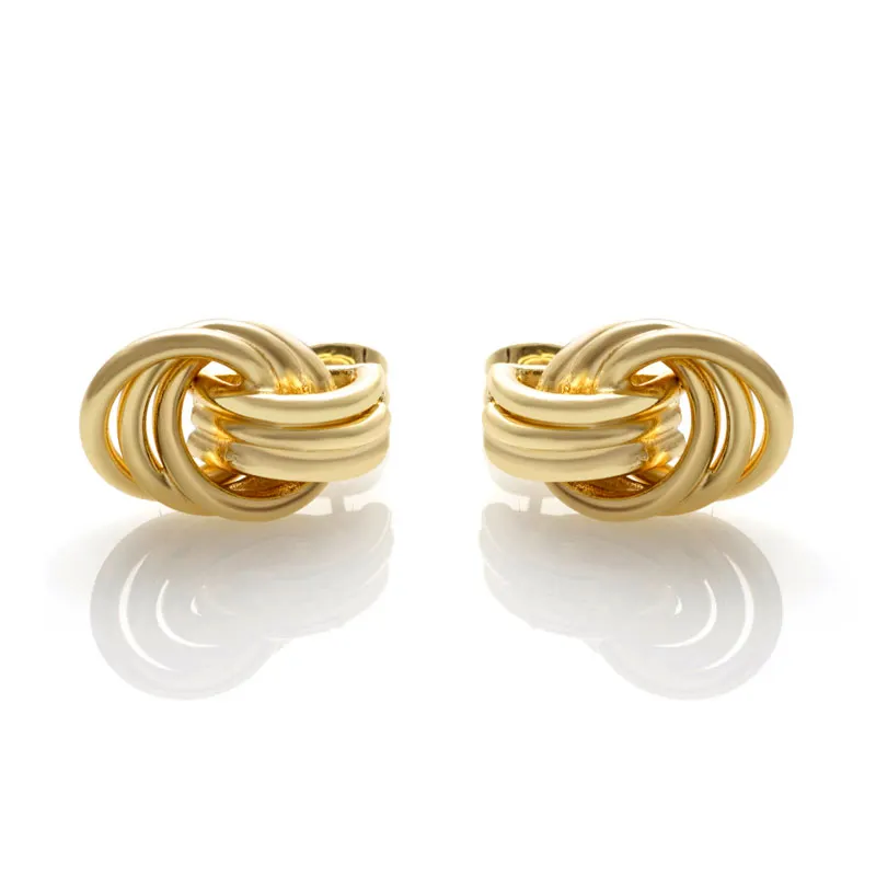 Minimal Jewelry Small Round Gold Gold Love Knot Stud Earrings