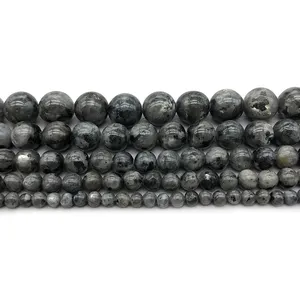 High quality natural black labradorite round beads Larvikite Beads Dark Grey Stone Beads for jewelry making (AB1578)