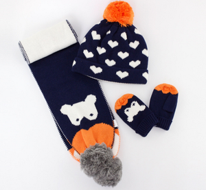 थोक बच्चे बच्चों बेनी दुपट्टा और दस्ताने सेट कस्टम दुपट्टा और दस्ताना सेट - Product Image 3