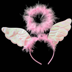 MPA-0221 Party Carnival Feather Pink Girl <span class=keywords><strong>Angel</strong></span> Wing Halo Headband - Product Image 1