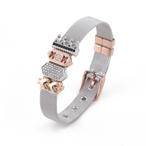 <span class=keywords><strong>Bracelet</strong></span> en maille pour femme, bijoux personnalisés, en acier inoxydable, pour montage, amulette, porte-bonheur, avec motifs, vente en gros, nouveau, 2020 - Product Image 2