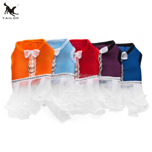 Lightweight Mesh <strong>Harness</strong> Design Pet Clothes for Small Medium Dogs and Cats Cute Solid Pattern Style <strong>Dress</strong> - Product Image 3