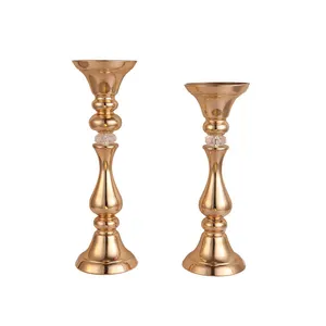 Wedding table decoration candle holder cheap gold metal flower stands