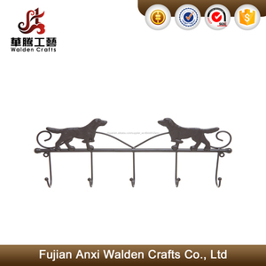 Decorativo Perro Marrón Diseño Montado En La Pared 5 Gancho para Colgar De Almacenamiento Perchero De Hierro - Product Image 1