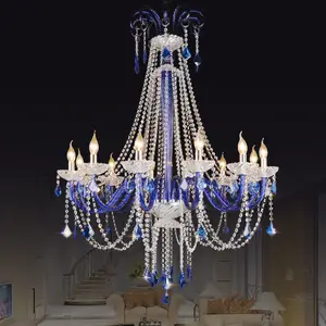 Sala per banchetti domestici in stile europeo soggiorno lampadario di cristallo blu bar cafe decorazione lampada lampada da candela corridoio chiesa di lusso