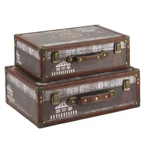 Vintage wooden travel decorative suitcase sets supplier