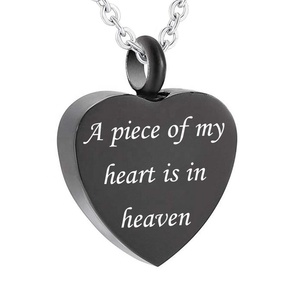 Collier d'urne en acier inoxydable pour femme un morceau de mon <span class=keywords><strong>coeur</strong></span> est au paradis bijoux de crémation collier commémoratif pour les cendres humaines - Product Image 2