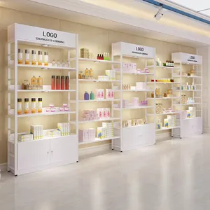 Présentoir mural cosmétique personnalisé centre commercial vitrine magasin de parfum au détail meubles vitrine cosmétique