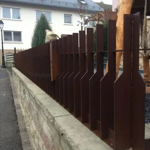 Antique corten steel landscape metal fence posts for garden decoration