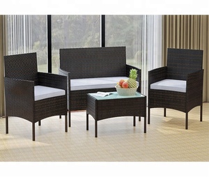 Juego de muebles de ratán para exteriores, mesa XL, COLOR negro, 4 unidades - Product Image 1