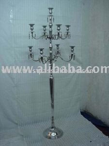 OMKAAR Chandelier de mariage fait à la main en argent à 9 lumières, support en métal et aluminium à 2 niveaux, décoration de bougie élégante, modèle spécial 4577 - Product Image 2