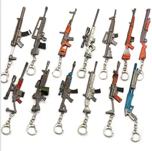 Games model Exquisite Mini gun knife keychain , metal fans key ring , Sub machine Automatic rifle key chain