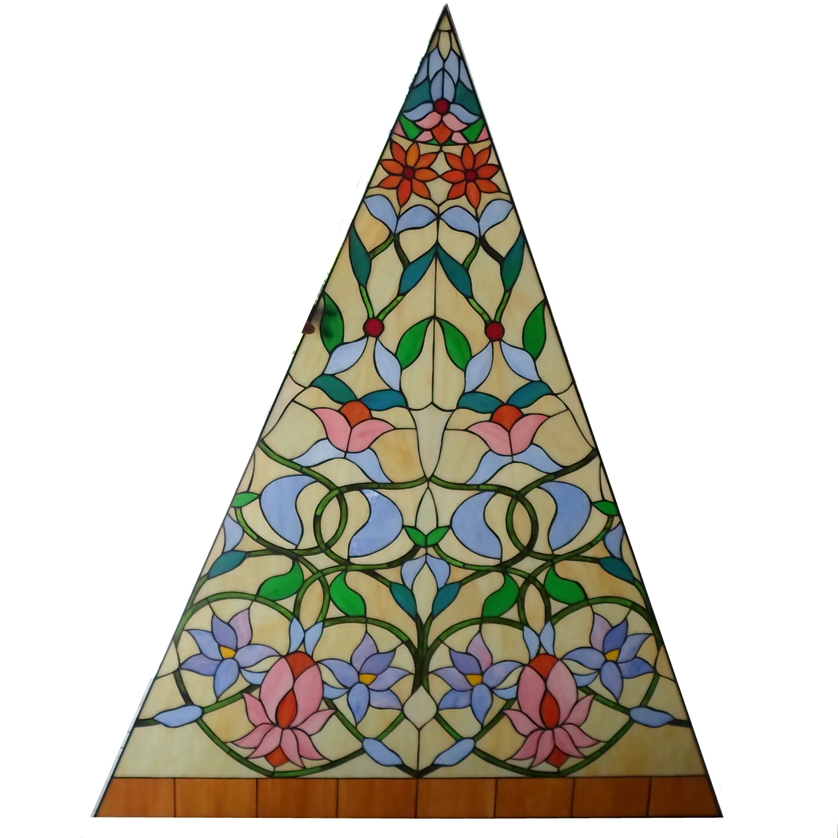 Architectonische gebrandschilderd glas voor decoratieve gebrandschilderd glas muur driehoekige tiffany stained glas vel geplaatst in kastdeur