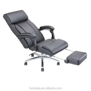 Haut dossier confortable pivotant en cuir chaise de bureau inclinable avec repose-pieds