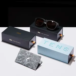 Scatola di imballaggio per occhiali da sole con logo personalizzato di lusso estraibile scatola di cartone scorrevole scatola regalo con cassetto di carta con nastro