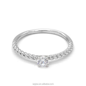 925เงินสเตอร์ลิงบิด4กรงเล็บง่ามคริสตัล CZ ขัดแฟชั่นเครื่องประดับแหวนแต่งงานสำหรับผู้หญิง - Product Image 3