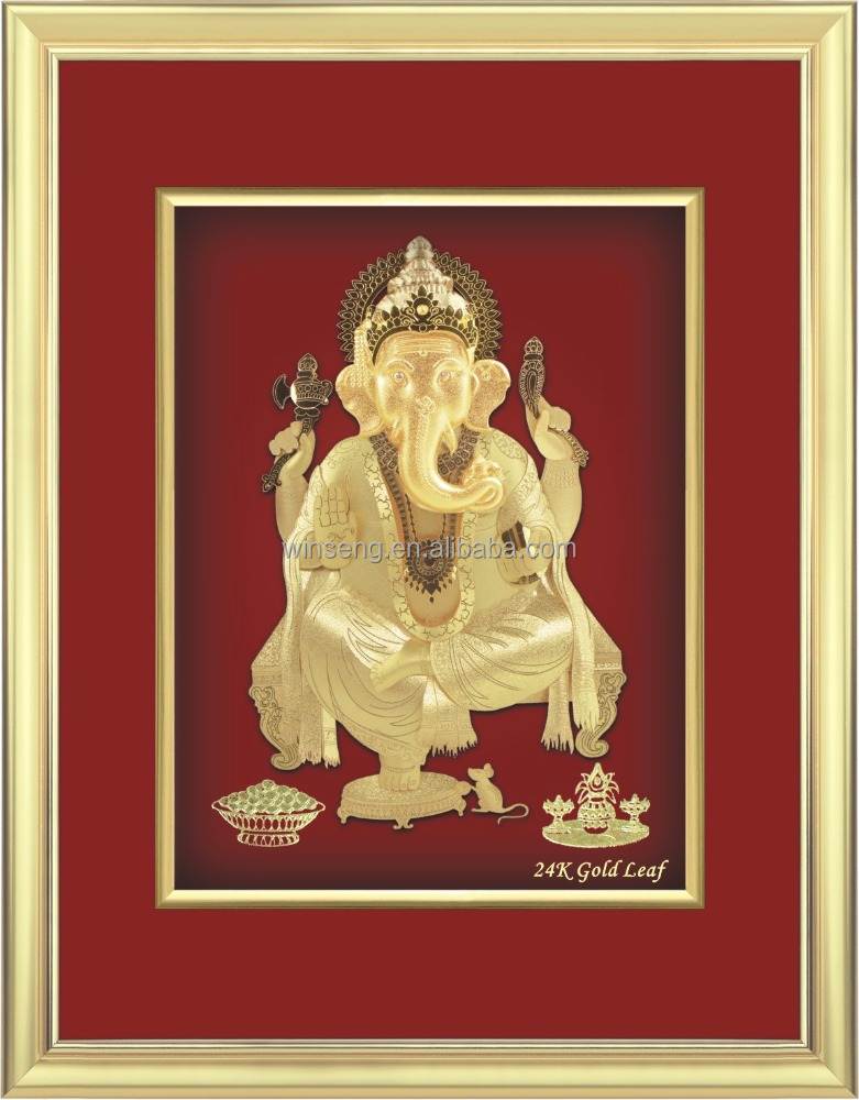 24k Gold Foil Indian God Figurine - Home Decor Piece