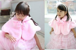 Cappotto in <span class=keywords><strong>Pelliccia</strong></span> per Bambine di Alta Qualità, Stile Mantella Natalizia, Rosa e Bianco, Vestito Invernale da Principessa - Product Image 2