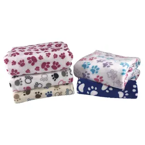 Tissu imprimé doux en cuir animal patte imprimé flanelle polaire Bébé couverture tissu