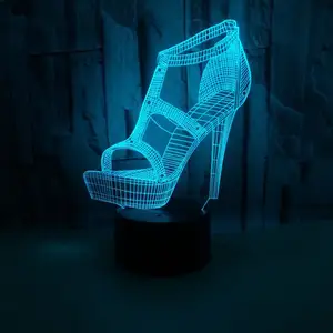 높은 뒤꿈치 3D 환상 램프 7 색 변경 터치 LED 신발 3d 야간 조명 책상 Tabla 램프 신발 가게 장식 분위기 조명