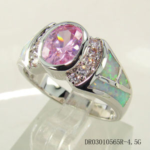 Blanc opale avec du rose cz bijoux, opale bijoux bague de fiançailles dr03010565r-4.5g accepter de <span class=keywords><strong>payer</strong></span> par paypal - Product Image 3