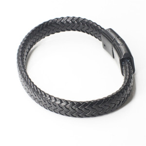Bracciale uomo in vera pelle stile classico chiusura in titanio <span class=keywords><strong>con</strong></span> magneti stile nero - Product Image 2
