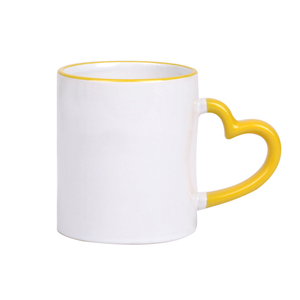 Bán buôn 11oz thăng hoa trống cốc cà phê biểu tượng tùy chỉnh DIY Chứng Khoán cup tay cầm trái tim màu xử lý màu sắc bên trong cốc cốc cốc màu trắng - Product Image 2