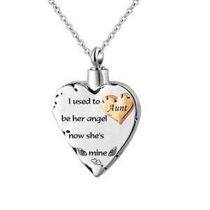 Ciondolo cuore per ceneri collana urna cremazione memoriale ricordo gioielli regalo-inciso ho usato per essere il suo angelo, ora è mio - Product Image 1