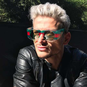 Occhiali da Sole Rotondi di Lusso Pop <span class=keywords><strong>Age</strong></span> 2019, Marca Italiana di Design, per Uomo e Donna, Stile Retrò da Celebrità, Lenti Verdi Trasparenti - Product Image 1