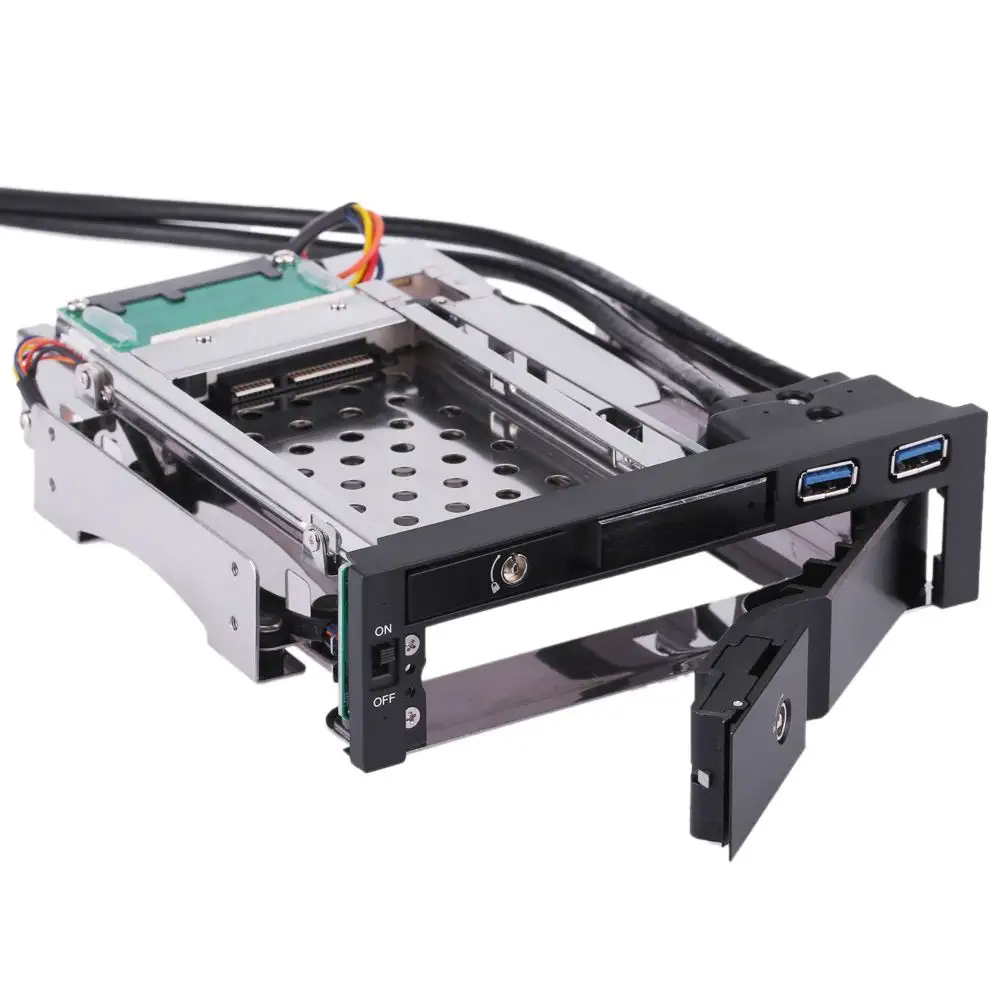 Çift Bay 3.5 "+ 2.5" SATA III sabit disk muhafaza HDD ve SSD tepsi Caddy dahili mobil raf docking Station ile tuş kilidi