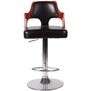 Faux Leather and Chrome Finish Contemporary Swivel Barstool