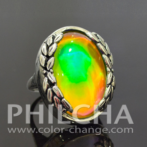 Anillo de piedra de estado de ánimo Oval corona de Laurel en Color plateado antiguo - Product Image 5