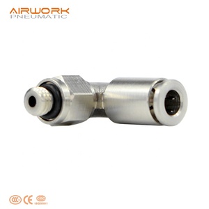 Conector Neumático de Latón <span class=keywords><strong>PL</strong></span> M5 de 90 Grados, Mini Codo, Conexión de Manguera de Aire, Accesorios Giratorios de Un Toque con Rosca Macho - Product Image 2
