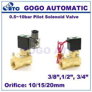 常闭2路先导隔膜水黄铜电磁阀<span class=keywords><strong>3</strong></span>/8 1/2 <span class=keywords><strong>3</strong></span>/4英寸110V AC 10/15/20毫米NBR PX-10/15/20 10bar阀 - Product Image 2