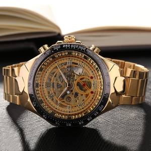 WINNER — montre squelette dorée pour hommes, horloge masculine, modèle sport, de premier choix, cadran doré, marque de luxe, nouvelle collection - Product Image 5