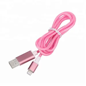 1 M teléfono móvil 8 pin USB flexible cable de datos ultra delgado cable usb de carga rápida cable de datos con luz led