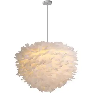 Wit roze veer hanger lamp decoratie kroonluchter Nordic tafellamp Angel licht E27 LED lamp