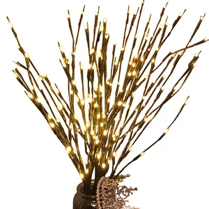 Branches de perruque colorées enveloppées en argent, 20 lampes LED, décoration pour noël