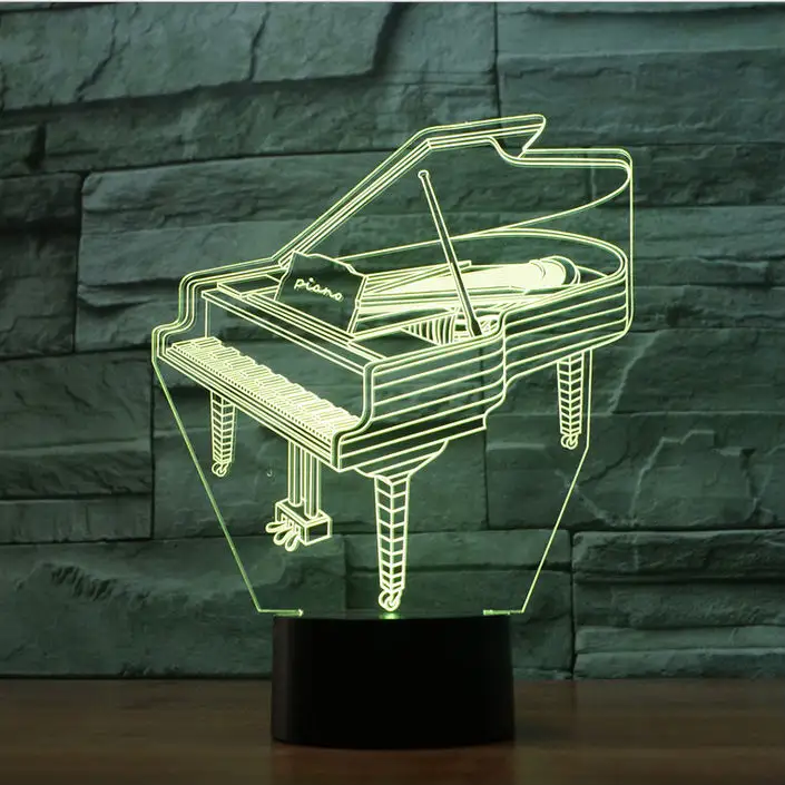 3D 램프 피아노 예술 및 공예 거실 조명 크리 에이 티브 터치 데스크탑 크리 에이 티브 작은 야간 조명 비전 스테레오 램프