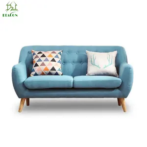 Livingroom cheap modern design fabric wooden love seat sofa armchair