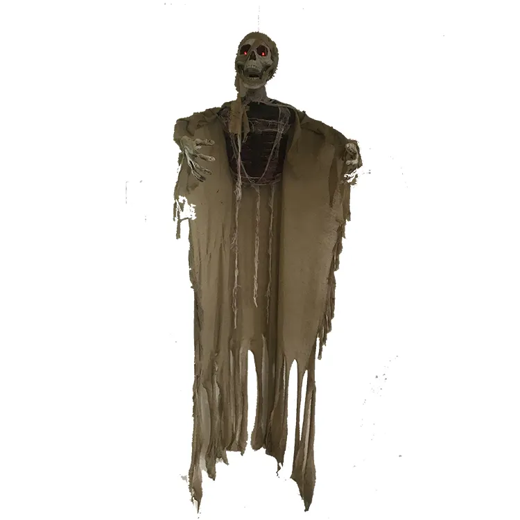 Ropa blanca de 180cm para Halloween, esqueleto colgante aterrador con luz Led