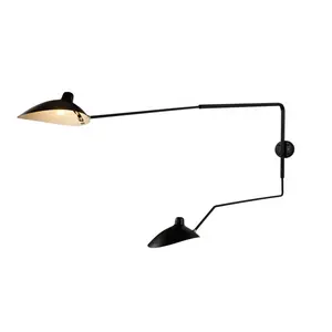 现代金属灯帽形状摆动，带2个旋转臂双可调壁挂式床头灯壁灯照明插头