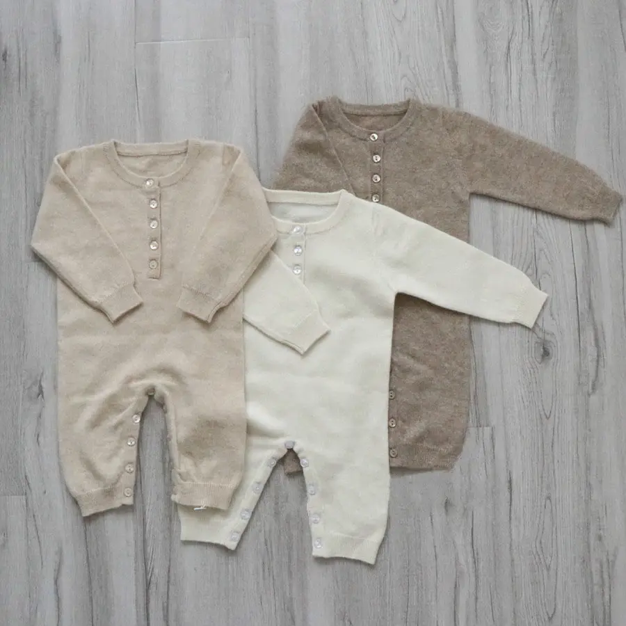 Newborn Baby Girls Boys Solid Knitting Cashmere Romper