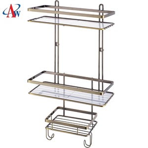 Support de rangement en fil métallique chromé à 2 niveaux pour salle de bains
