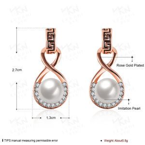 Más nuevo estilo pendientes 18 K chapado en oro rosa rhinestone perla pendientes para <span class=keywords><strong>las</strong></span> mujeres - Product Image 3