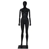 Black matte lifelike fashion naked abstract full body adjustable female mannequin with wooden arms