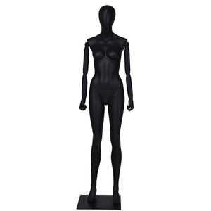 Mannequin féminin ajustable en <span class=keywords><strong>noir</strong></span> mat, réaliste, <span class=keywords><strong>nu</strong></span>, abstrait, corps entier, avec bras en bois - Product Image 1